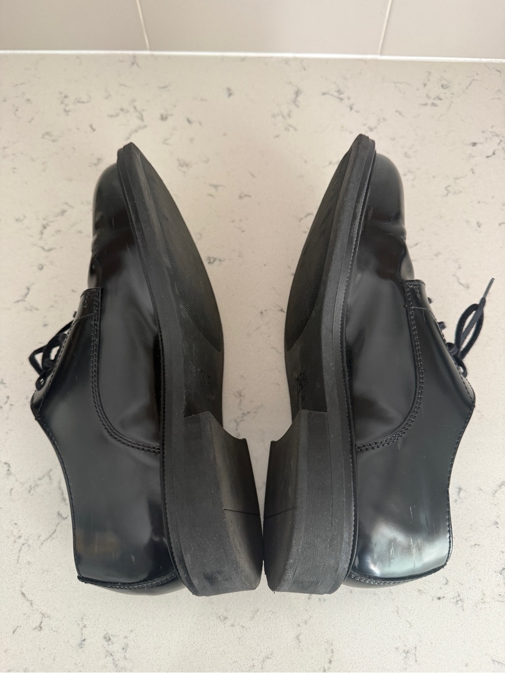 Zara Black Leather Derby Shoes - Lace-Up Oxfords - Picture 3 of 11